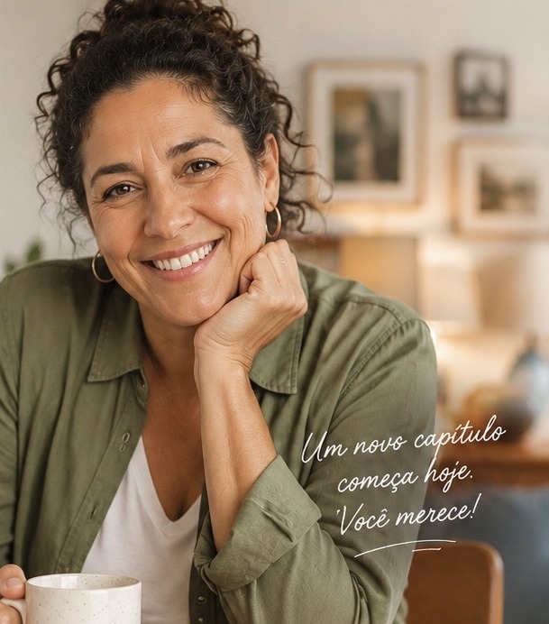 Mulher sorrindo, recomeço após quitar dívidas